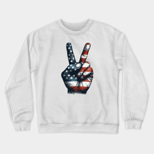 USA Flag Crewneck Sweatshirt by Vehicles-Art